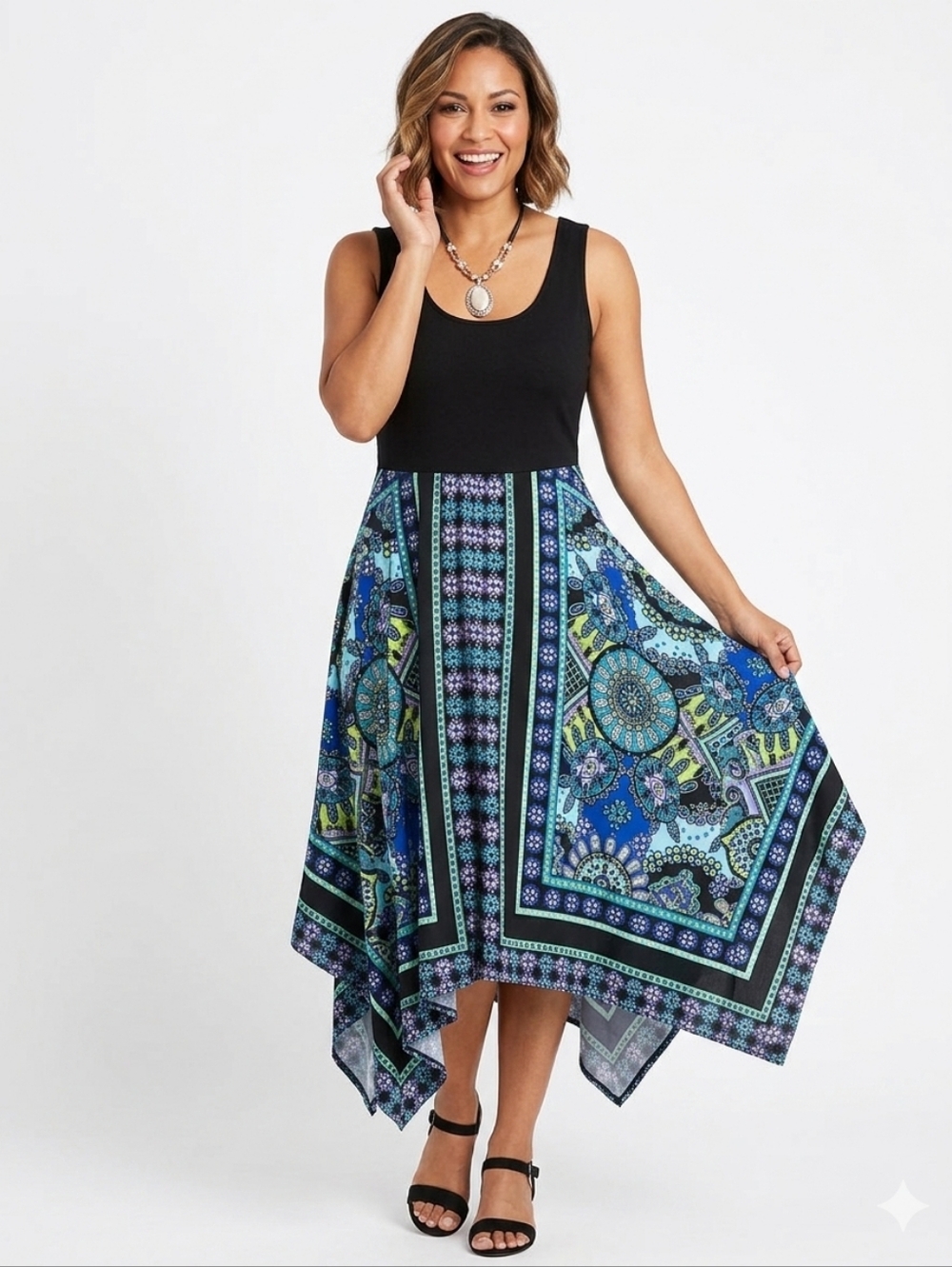 NWT NY Collection Sleeveless Handkerchief Dress